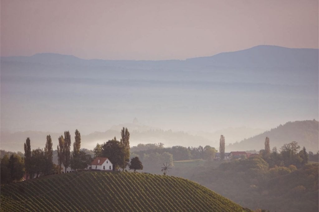 Sonnenaufgang in der Südsteiermark, Gamlitz, Österreich