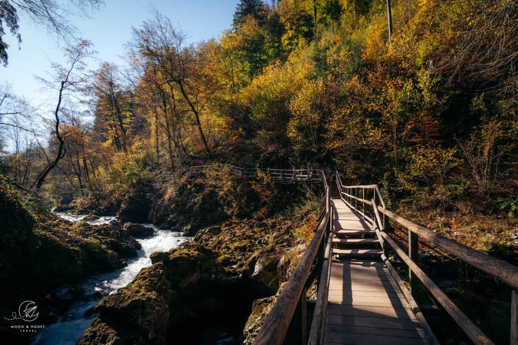 Vintgar Gorge boardwalk trail, Triglav National Park, Slovenia