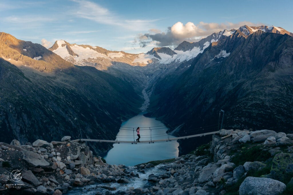 Hängebrücke bei der Olpererhütte, Zillertaler Alpen, Tirol, Österreich